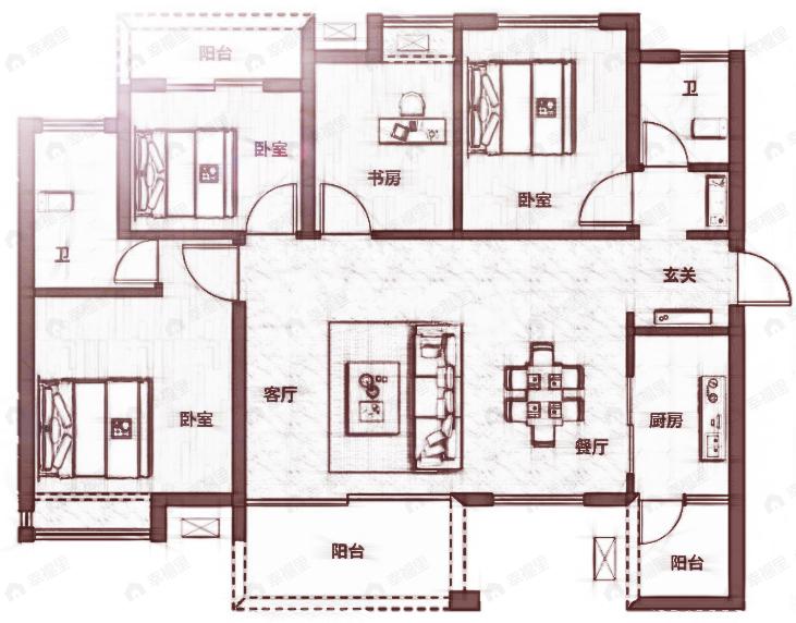 左岸名都4室2厅2卫户型图