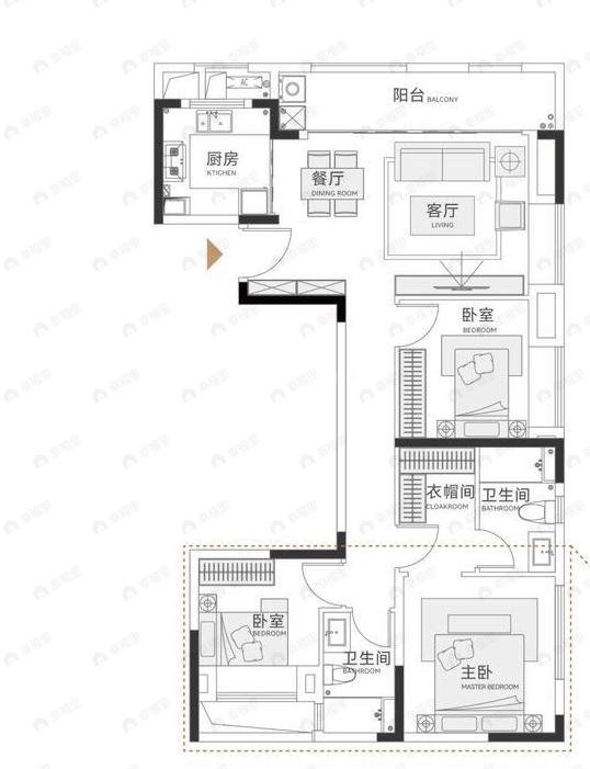 越秀中交星汇园3室2厅2卫户型图