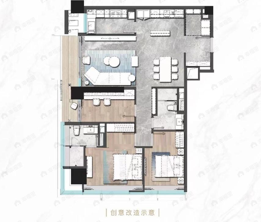 广州滨江天地3室2厅2卫户型图