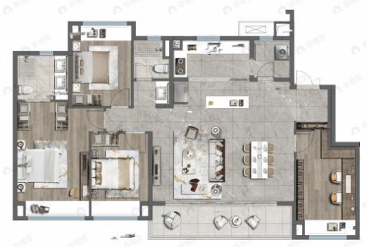 保利和颂4室2厅2卫户型图