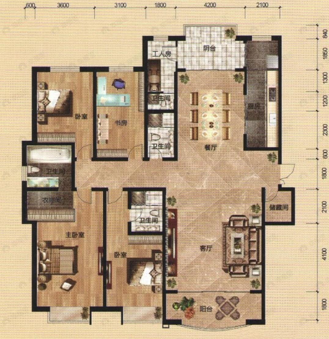 中广宜景湾尚城4室2厅4卫户型图