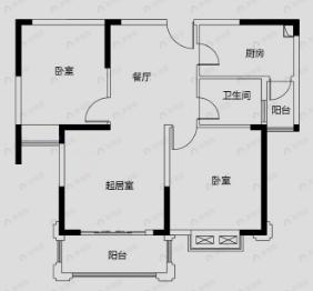 龙海骏景2室2厅1卫户型图