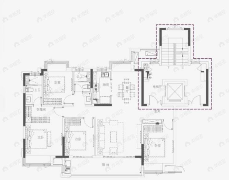 联发红城投藏珑大境4室2厅2卫户型图