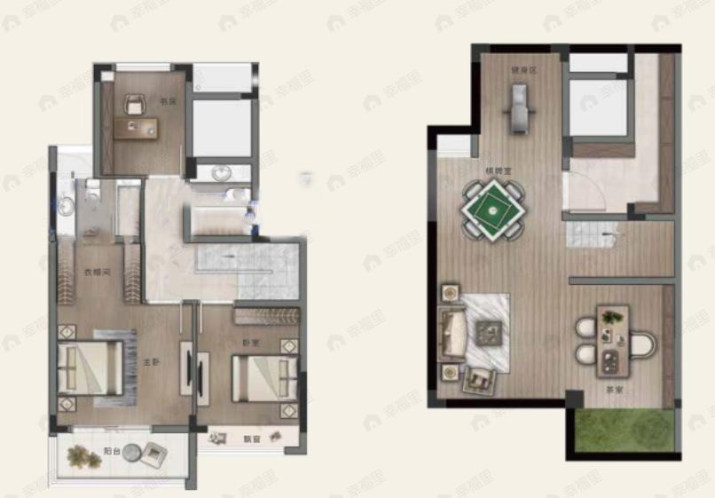 4室2厅3卫建面122m²南|北户型图