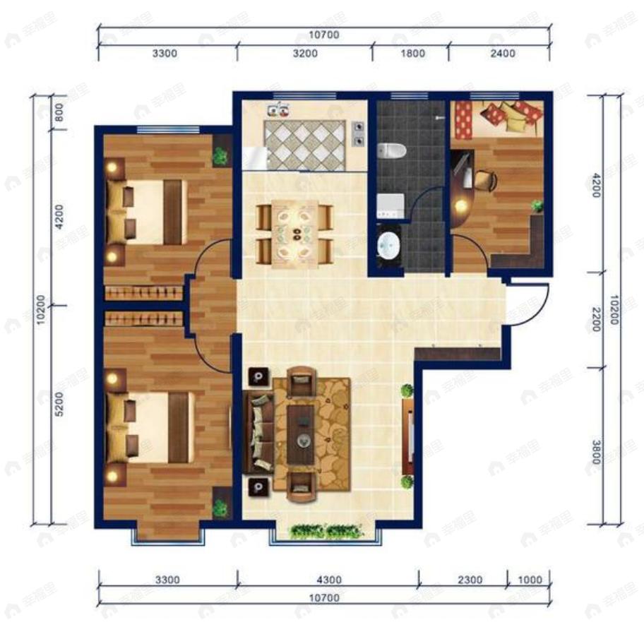 荣华城3室2厅1卫户型图