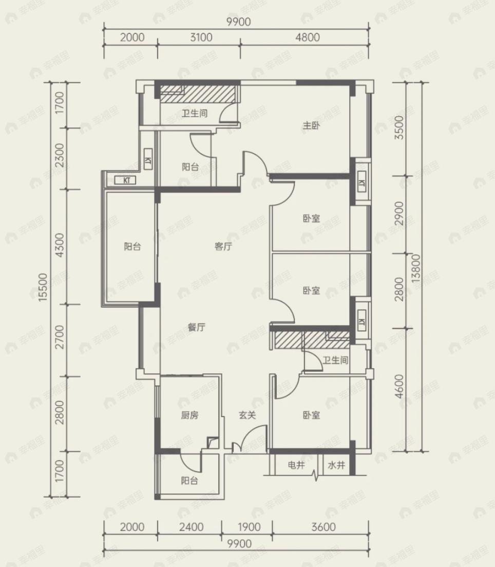 京基云熙阁4室2厅2卫户型图