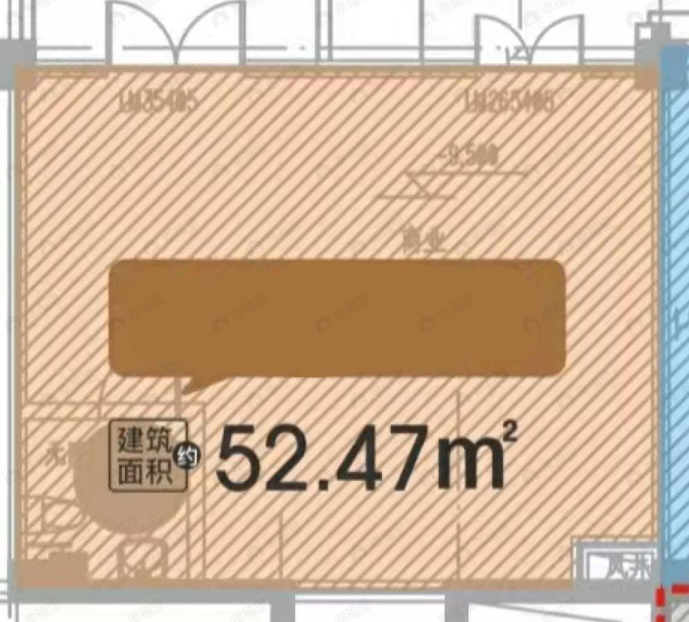 1室1卫建面52m²北户型图