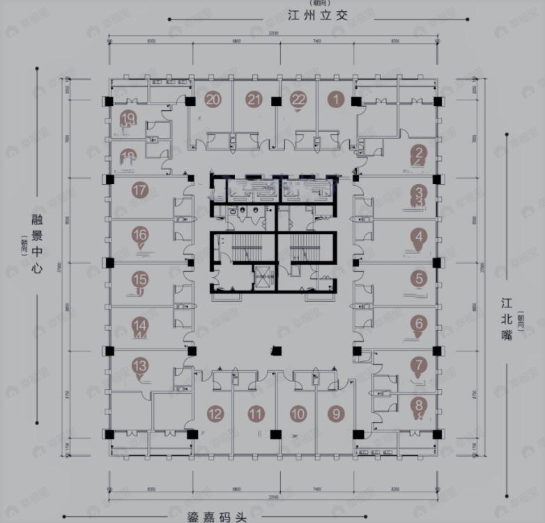 1室1厅1卫建面57m²南户型图