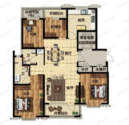 兴源巴黎城4室2厅2卫户型图