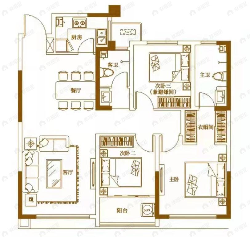 仁和里3室2厅2卫户型图