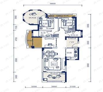3室2厅2卫建面112平户型图