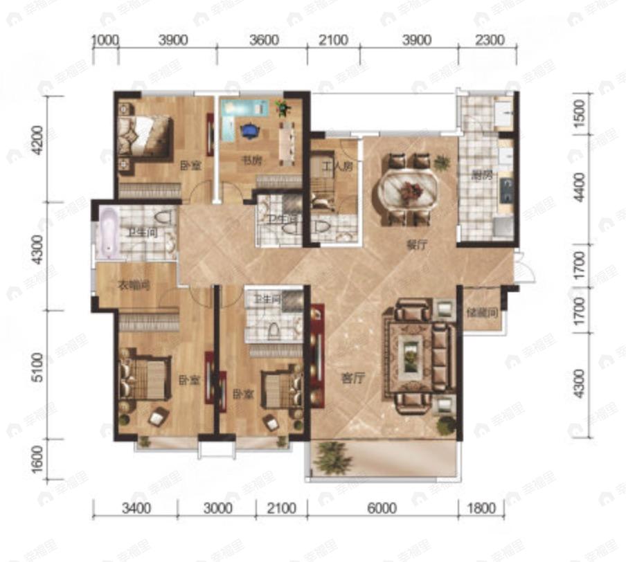 中广宜景湾尚城5室2厅3卫户型图
