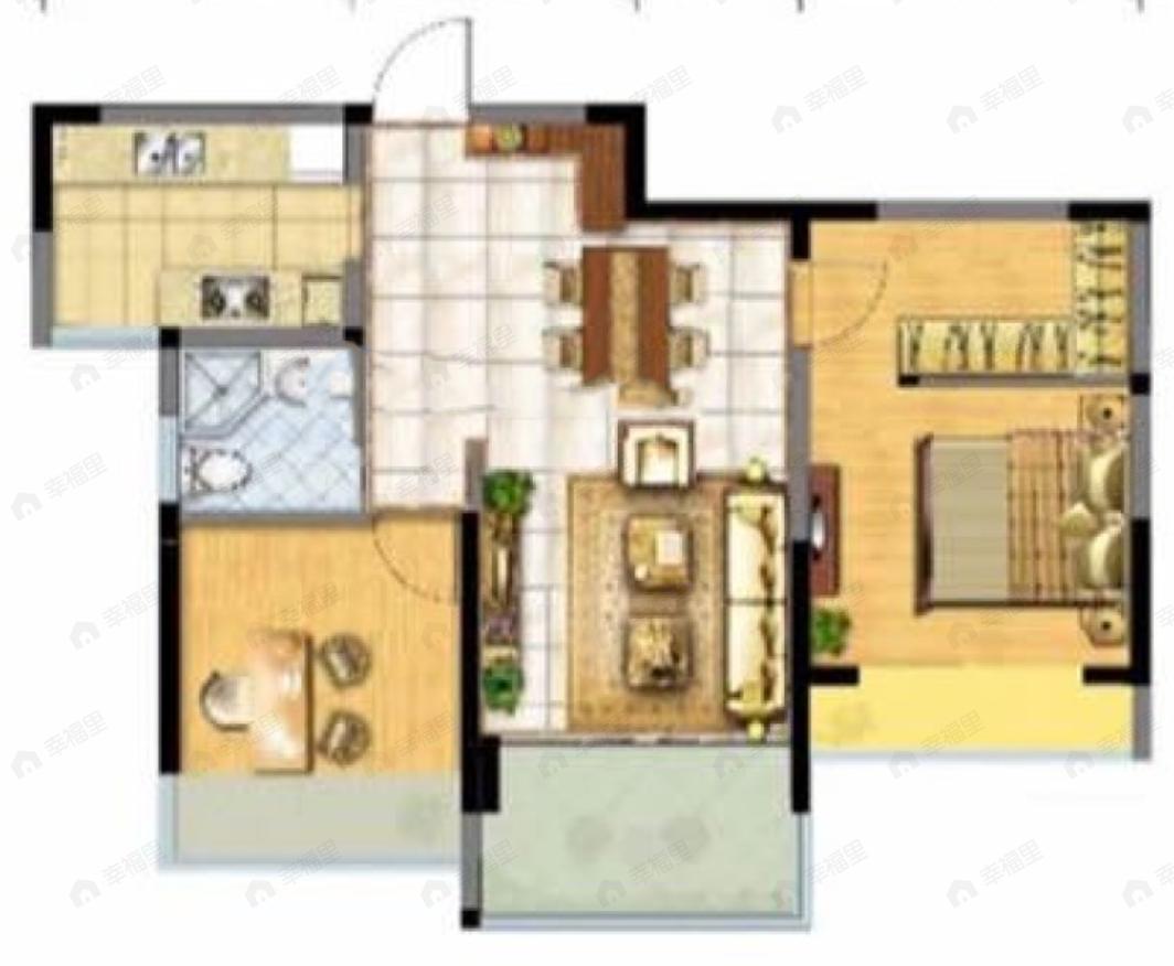 格林城市花园2室2厅1卫户型图