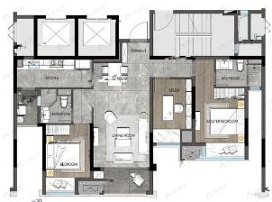 龙湖焕城3室2厅2卫户型图