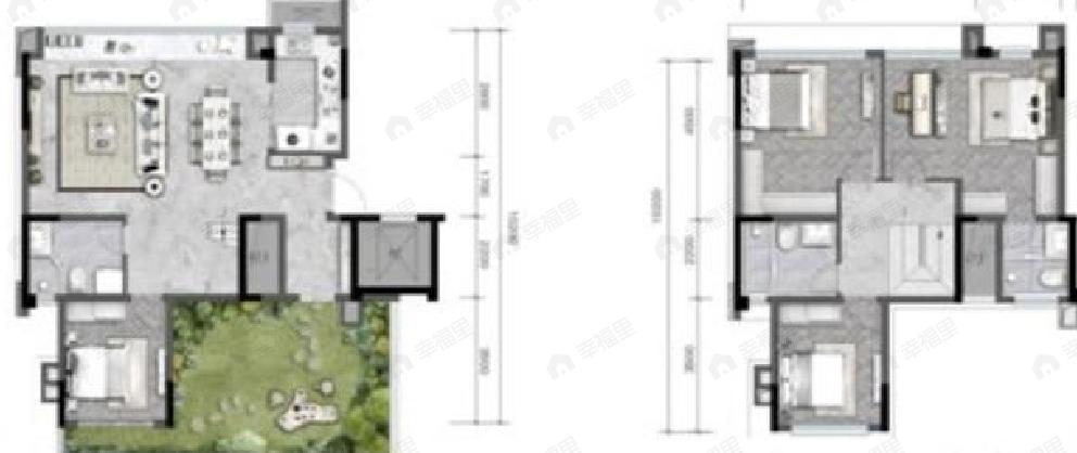 4室2厅3卫建面138m²南户型图