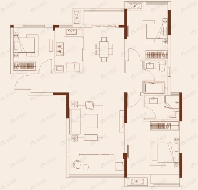 天熙楚世家3室2厅2卫户型图