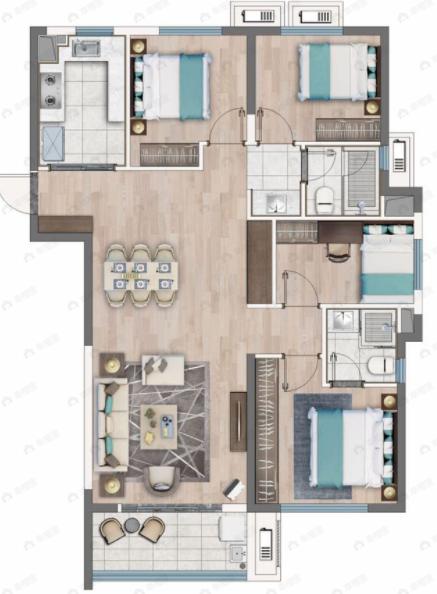 万科保利联投理想星光4室2厅2卫户型图