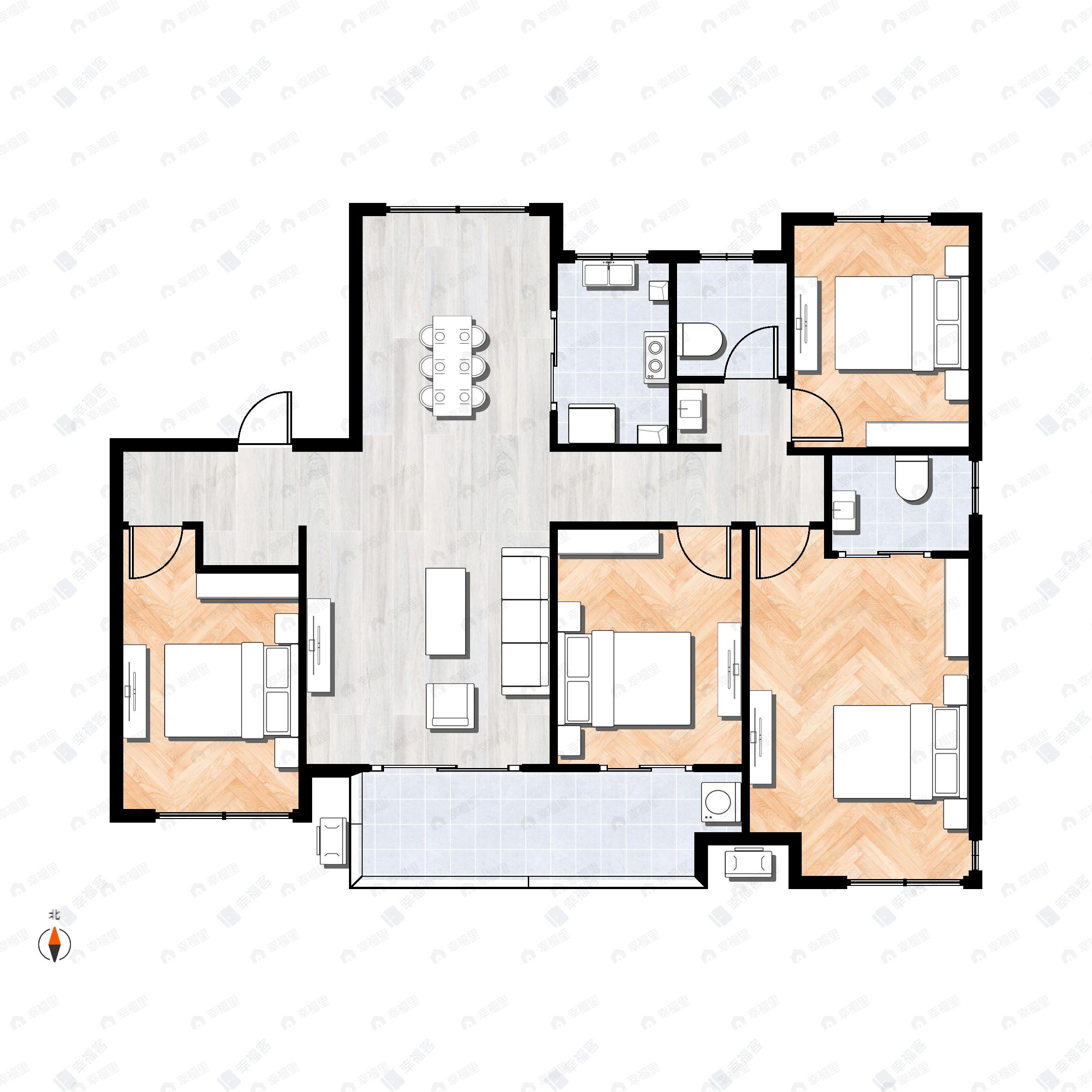 春江明月塘前4室2厅2卫户型图