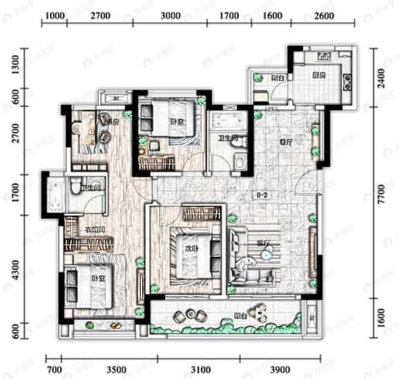 兆信北悦府4室2厅2卫户型图