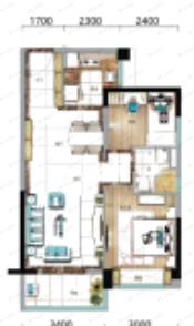 碧桂园西南上城2室2厅1卫户型图