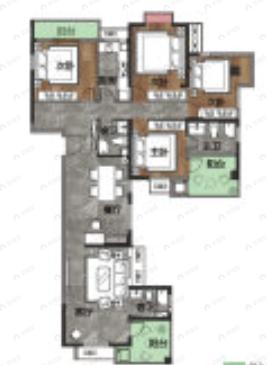 4室2厅3卫建面173平南|北户型图