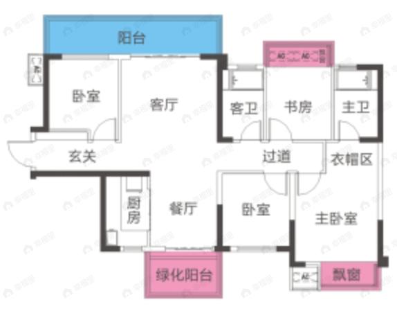 盛邦珑悦4室2厅2卫户型图