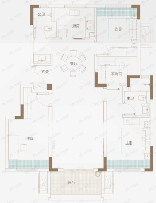 金茂华发武汉国际社区3室2厅2卫户型图