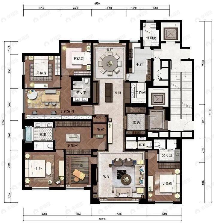 紫辰院5室2厅5卫户型图