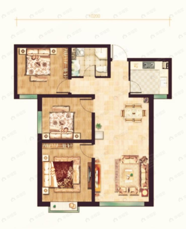 冉泽御景龙湾3室2厅1卫户型图