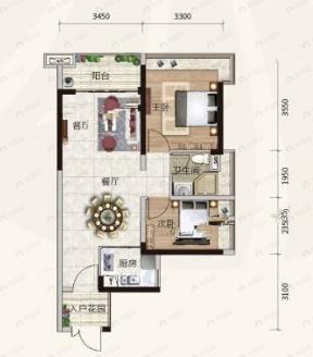 大壮名城2室2厅1卫户型图