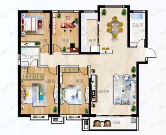 天昱凤凰城四期4室2厅2卫户型图