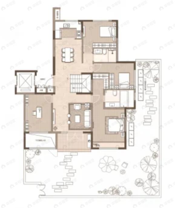 6室4厅3卫建面251平南|北|东户型图