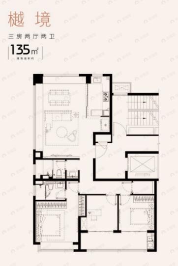 禧樾府3室2厅2卫户型图