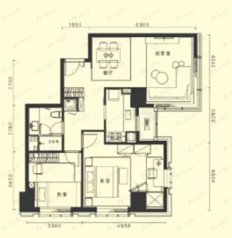 天津湾海景文苑2室2厅1卫户型图