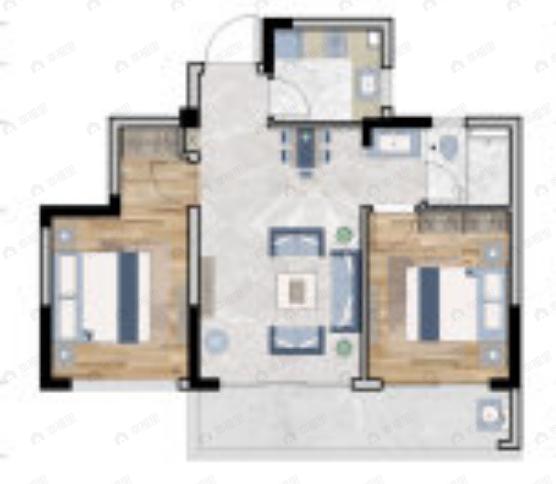 绿城云溪桃源2室2厅1卫户型图