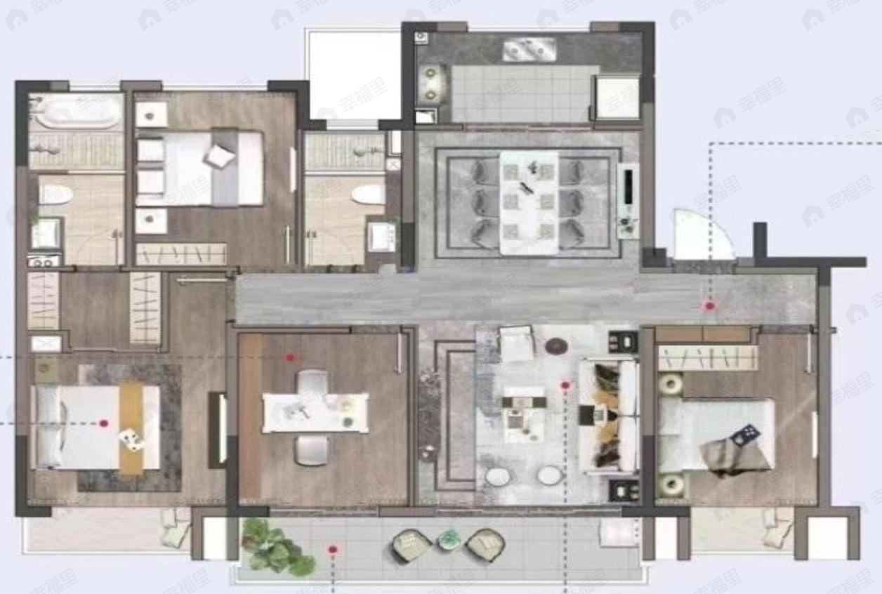 金领蠡洲台4室2厅2卫户型图