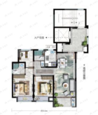 华董璞丽湾3室2厅2卫户型图