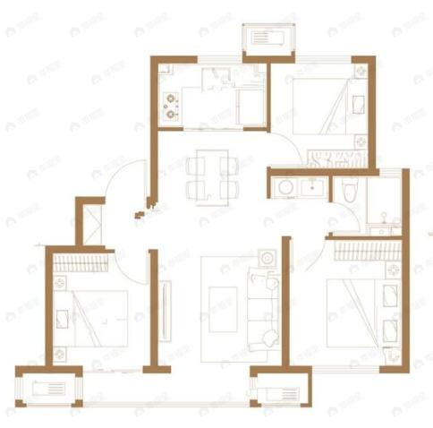 上东金茂智慧科学城二期3室2厅1卫户型图