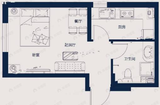 玉祥明居1室2厅1卫户型图