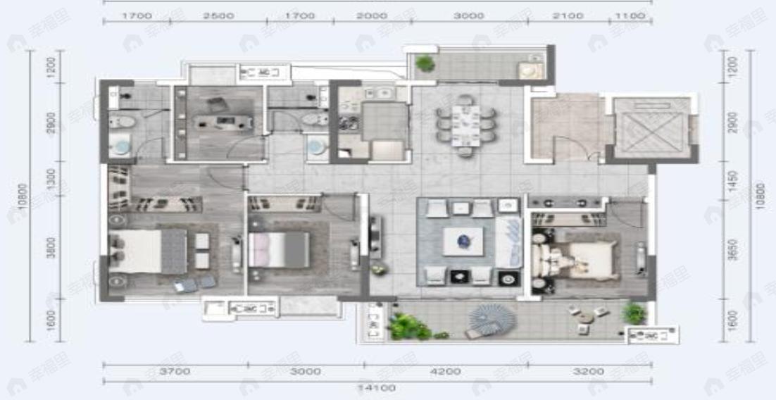 4室2厅2卫建面134平户型图