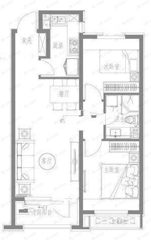 融创观澜壹号2室2厅1卫户型图