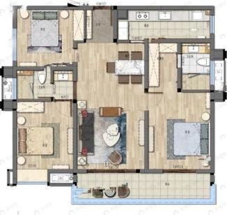 书香华府3室2厅2卫户型图