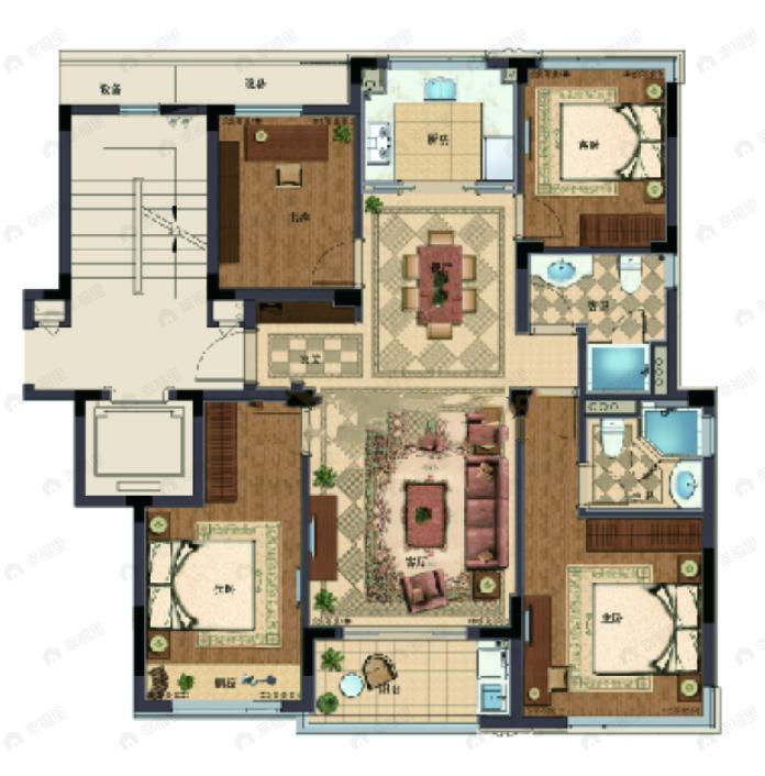 滨江万家花城4室2厅2卫户型图