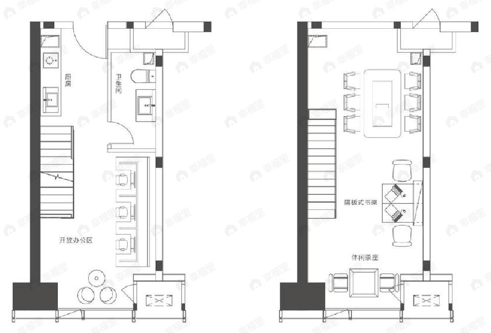 1室1厅1卫建面40m²南|北户型图