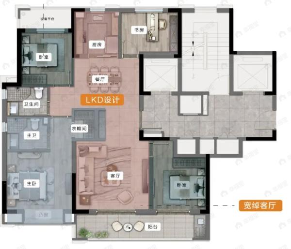 越秀宁波悦见云庭4室2厅2卫户型图