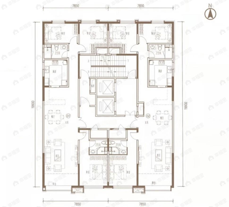 3室2厅2卫建面165平南|北户型图