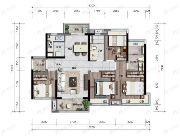 金科集美御峰4室2厅2卫户型图
