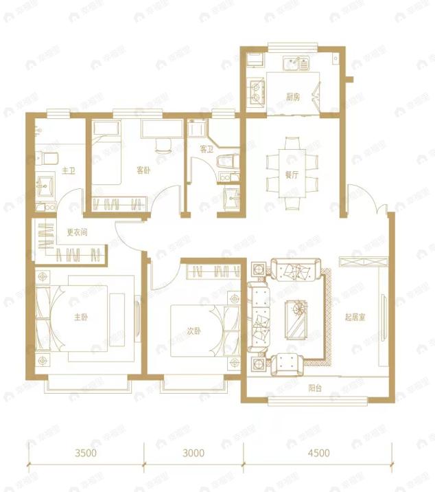 中国铁建西派国印3室2厅2卫户型图