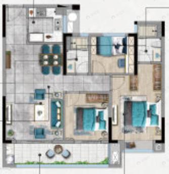 石榴春江雲庐3室2厅2卫户型图