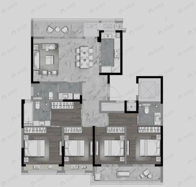 华鸿天悦外滩4室2厅3卫户型图